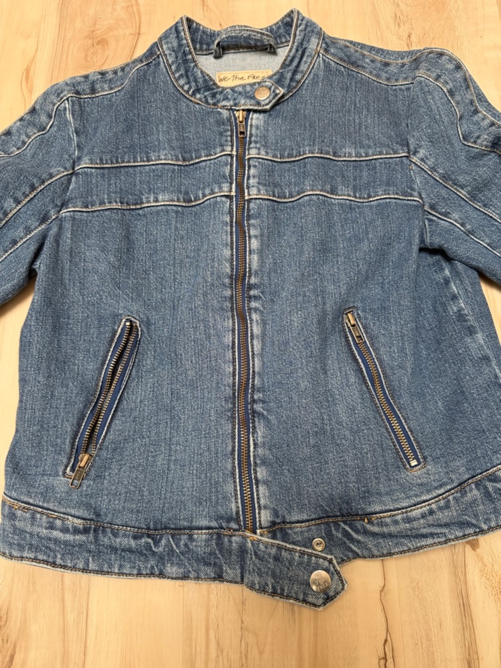 Free People Denim Moto Jacket - Picture 3 of 4